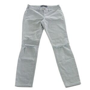Hollister Pants Womens 29 Blue White Striped Crop Distressed Coastal Preppy